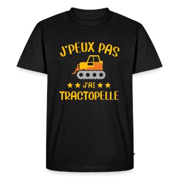 Je peux pas j'ai tractopelle humour drôles - T-shirt Premium bio Homme - noir - Devant - Nico (187cm)