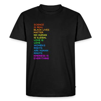 SCIENCE IS REAL BLACK LIVES MATTER LGBT LOVE LINKS - Männer Premium Bio T-Shirt - Schwarz - Vorne - Nico (187cm)