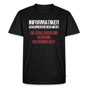 Les informaticiens ne discutent pas - T-shirt Premium bio Homme - noir - Devant - Nico (187cm)