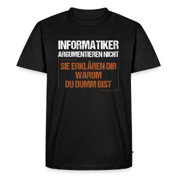 Les informaticiens ne discutent pas - T-shirt Premium bio Homme - noir - Devant - Nico (187cm)