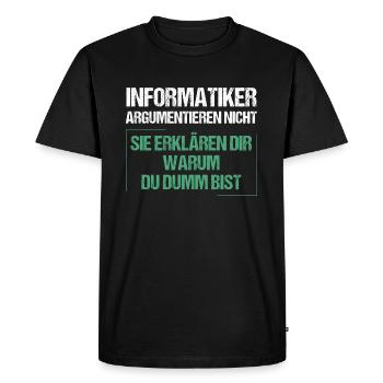 Les informaticiens ne discutent pas - T-shirt Premium bio Homme - noir - Devant - Nico (187cm)