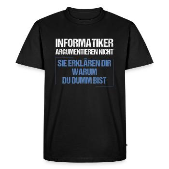 Les informaticiens ne discutent pas - T-shirt Premium bio Homme - noir - Devant - Nico (187cm)