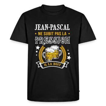 Jean-Pascal bière cadeau jean pascal fêtes - T-shirt Premium bio Homme - noir - Devant - Nico (187cm)