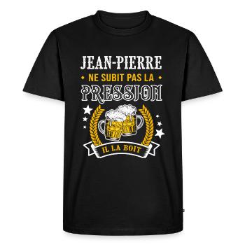 Jean-Pierre bière cadeau jean pierre fêtes - T-shirt Premium bio Homme - noir - Devant - Nico (187cm)
