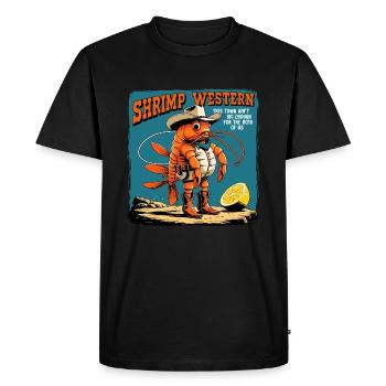 Western Shrimp - Fun Cowboy Shrimp Look - Men's Premium Organic T-Shirt - black - Front - Nico (187cm)