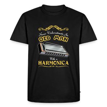 harmonica - Men's Premium Organic T-Shirt - black - Front - Nico (187cm)