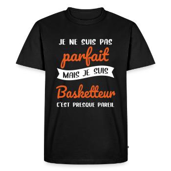 Je ne suis pas parfait mais je suis basketteur - T-shirt Premium bio Homme - noir - Devant - Nico (187cm)