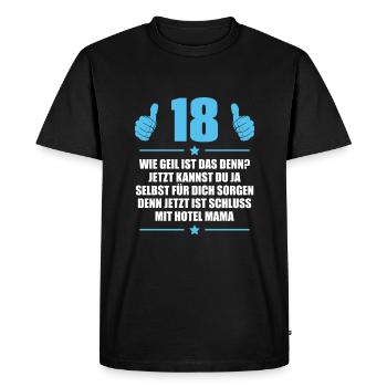 18er Eltern Sohn Idee 18. Geburtstag - Männer Premium Bio T-Shirt - Schwarz - Vorne - Nico (187cm)