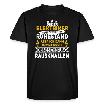 Retired electrician - blow out the fuse - Men's Premium Organic T-Shirt - black - Front - Nico (187cm)