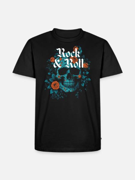 Rock'n'Roll-Totenkopf-Design - Männer Premium Bio T-Shirt - Schwarz