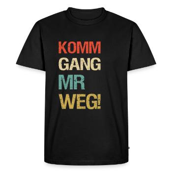 Schwabischer Spruch im Retro Farbdesign - Männer Premium Bio T-Shirt - Schwarz - Vorne - Nico (187cm)