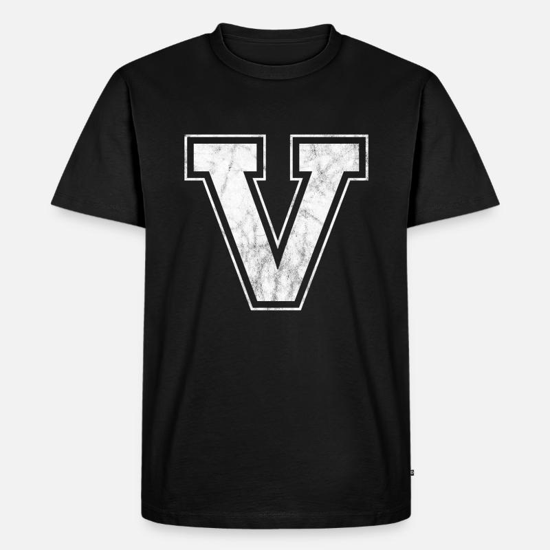 Buchstabe V - Männer Premium Bio T-Shirt - Schwarz
