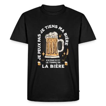 Je peux pas Je tiens ma bière Ne me dérange pas - T-shirt Premium bio Homme - noir - Devant - Nico (187cm)