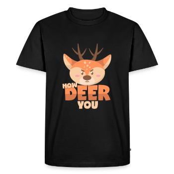 Deer: How Deer You - Men's Premium Organic T-Shirt - black - Front - Nico (187cm)