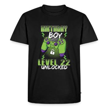 Gamer Boy Amateur de jeux vidéo Age 22 Déverrouillé - T-shirt Premium bio Homme - noir - Devant - Nico (187cm)