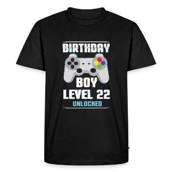 Gamer Boy Amateur de jeux vidéo Age 22 Niveau débloqué - T-shirt Premium bio Homme - noir - Devant - Nico (187cm)