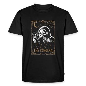 Skeleton Scholar Tarot Card Occult Club Gothic - Men's Premium Organic T-Shirt - black - Front - Nico (187cm)