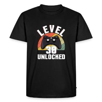Retro Gamer Video Game Lover Gamer Age 30 Unlocked - Men's Premium Organic T-Shirt - black - Front - Nico (187cm)