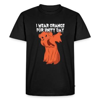 Ghost End Bullying Kindness Porter Orange Unity Day - T-shirt Premium bio Homme - noir - Devant - Nico (187cm)
