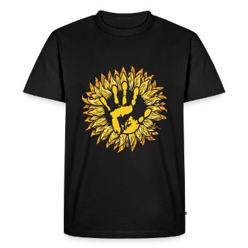 Main Tournesol Paix Gentillesse Sensibilisation Journée de l’Unité - T-shirt Premium bio Homme - noir - Devant - Nico (187cm)