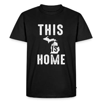 Carte Amérique État américain Drapeau Cette maison Michigan - T-shirt Premium bio Homme - noir - Devant - Nico (187cm)