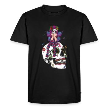 Fairy Floral Halloween Muertos Day Of Dead Sugar - Men's Premium Organic T-Shirt - black - Front - Nico (187cm)