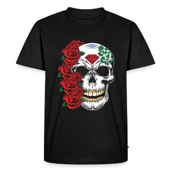 Flower Rose Bone Sugar Muertos Day Halloween - Men's Premium Organic T-Shirt - black - Front - Nico (187cm)
