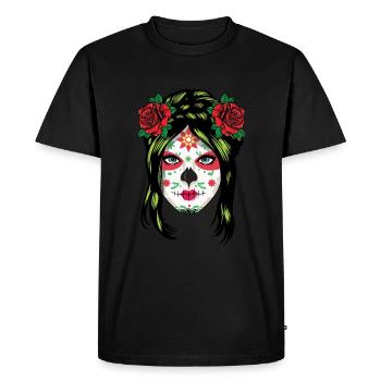 Catrina Skeleton Bone Sugar Muertos Day Halloween - Men's Premium Organic T-Shirt - black - Front - Nico (187cm)