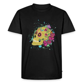 Color Bone Halloween Muertos Day Of Dead Sugar - Men's Premium Organic T-Shirt - black - Front - Nico (187cm)