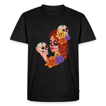 Skeleton Sugar Bone Halloween Muertos Day Of Dead - Men's Premium Organic T-Shirt - black - Front - Nico (187cm)