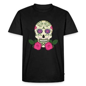 Squelette floral Sugar Bone Muertos Day Halloween - T-shirt Premium bio Homme - noir - Devant - Nico (187cm)