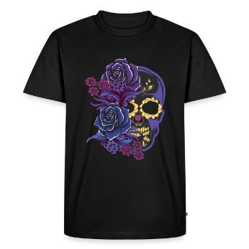 Purple Skeleton Sugar Bone Muertos Day Halloween - Men's Premium Organic T-Shirt - black - Front - Nico (187cm)