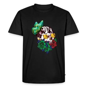 Butterfly Floral Bone Sugar Muertos Day Halloween - Men's Premium Organic T-Shirt - black - Front - Nico (187cm)