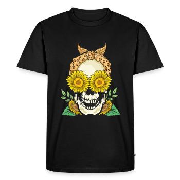 Sunflower Flower Sugar Muertos Day Halloween - Men's Premium Organic T-Shirt - black - Front - Nico (187cm)