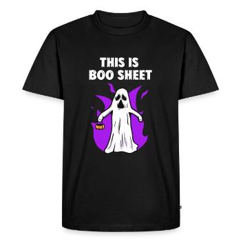 C’EST BOO SHEET Ghost * Joyeux Halloween * - T-shirt Premium bio Homme - noir - Devant - Nico (187cm)
