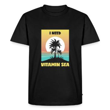 Sea & Vacation: "I Need Vitamin Sea" Pun - Men's Premium Organic T-Shirt - black - Front - Nico (187cm)