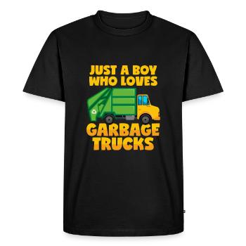 Just a boy who loves garbage trucks - Men's Premium Organic T-Shirt - black - Front - Nico (187cm)