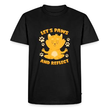 Cat: Pause et réflexion - Méditation - T-shirt Premium bio Homme - noir - Devant - Nico (187cm)