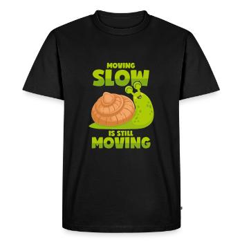 Slow Snail - Motivation - Men's Premium Organic T-Shirt - black - Front - Nico (187cm)