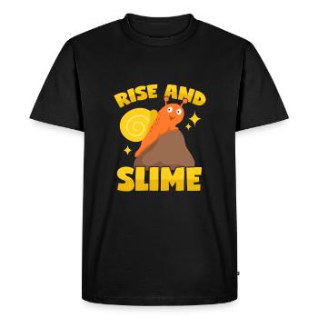 Snail "Rise And Slime" - Men's Premium Organic T-Shirt - black - Front - Nico (187cm)