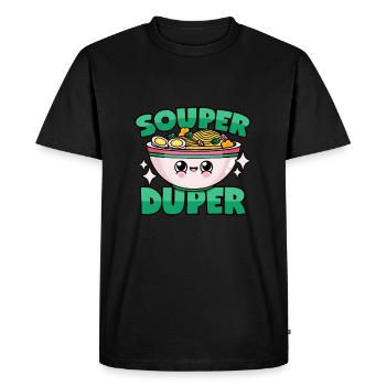 Soupe ramen: « Souper Duper » - T-shirt Premium bio Homme - noir - Devant - Nico (187cm)