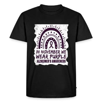 November Purple Alzheimers Awareness - Men's Premium Organic T-Shirt - black - Front - Nico (187cm)