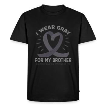 Month May Gray Ribbon Brain Cancer Awareness - Men's Premium Organic T-Shirt - black - Front - Nico (187cm)