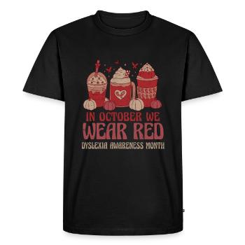 October Wear Red Dyslexia Awareness Month - Men's Premium Organic T-Shirt - black - Front - Nico (187cm)
