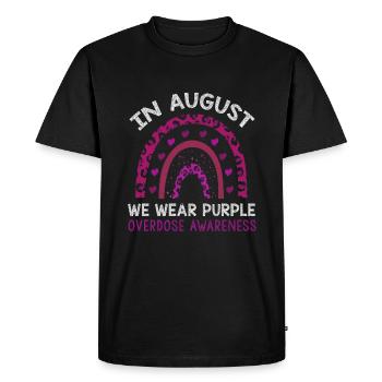 Mois de sensibilisation aux surdoses de vêtements violets en août - T-shirt Premium bio Homme - noir - Devant - Nico (187cm)