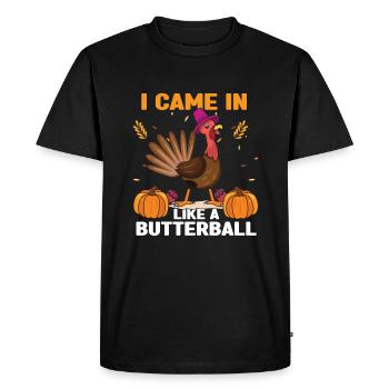Drôle de citrouille et de dinde Automne Automne Thanksgiving - T-shirt Premium bio Homme - noir - Devant - Nico (187cm)