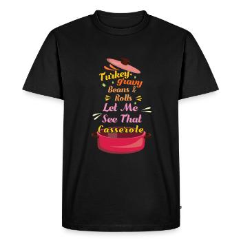 Dinde Sauce Casserole Rouleau de haricots Automne Thanksgiving - T-shirt Premium bio Homme - noir - Devant - Nico (187cm)