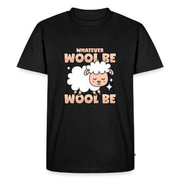 Schaf Wolle Wortwitz - Männer Premium Bio T-Shirt - Schwarz - Vorne - Nico (187cm)