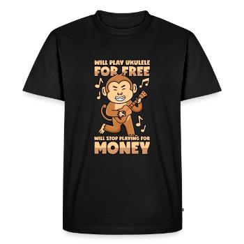 Un singe joue au ukulélé gratuitement - T-shirt Premium bio Homme - noir - Devant - Nico (187cm)