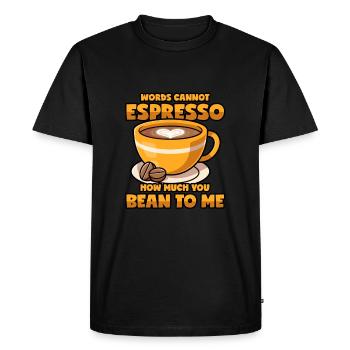 Espresso disant jeu de mots café en grains de café - T-shirt Premium bio Homme - noir - Devant - Nico (187cm)